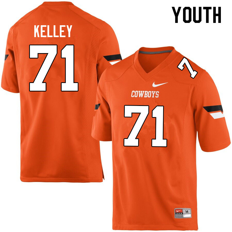 Youth #71 Aden Kelley Oklahoma State Cowboys College Football Jerseys Sale-Orange